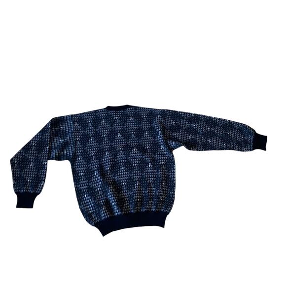 Neiman Marcus Black Diamond Argyle Knit Wool Crewneck Pullover Sweater Size L - Picture 3 of 6